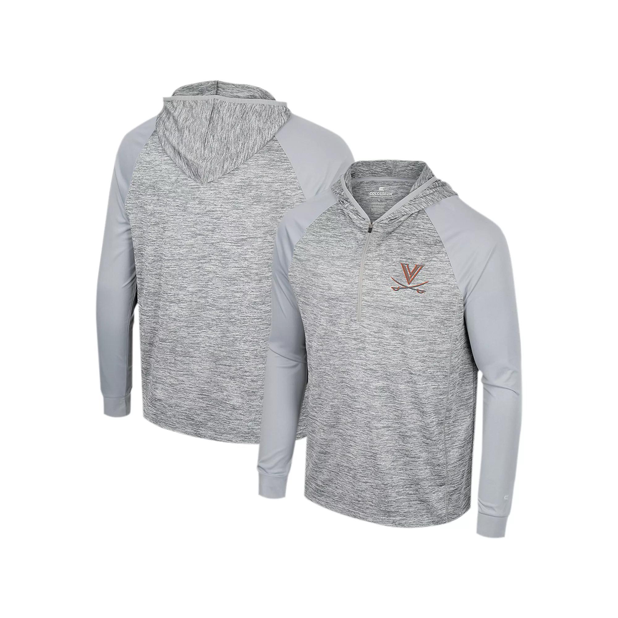 Men's Colosseum Gray Virginia Cavaliers Cybernetic Raglan Quarter-Zip Hooded Top, Size: XL, Grey Product Image