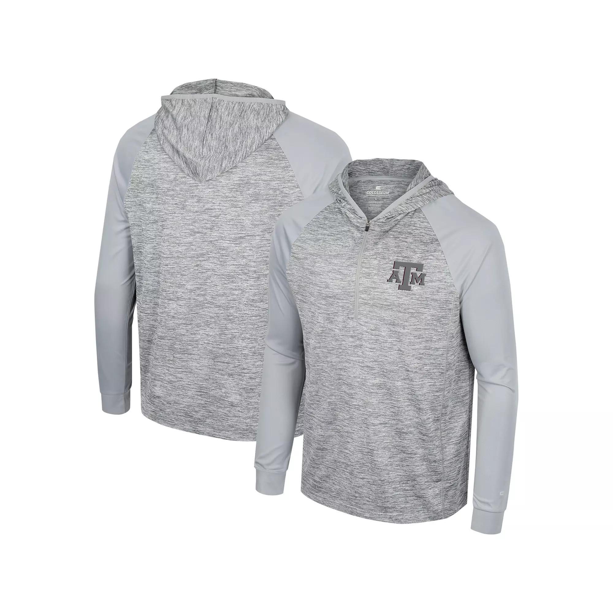 Men's Colosseum Gray Texas A&M Aggies Cybernetic Raglan Quarter-Zip Hooded Top, Size: 2XL, Grey Product Image