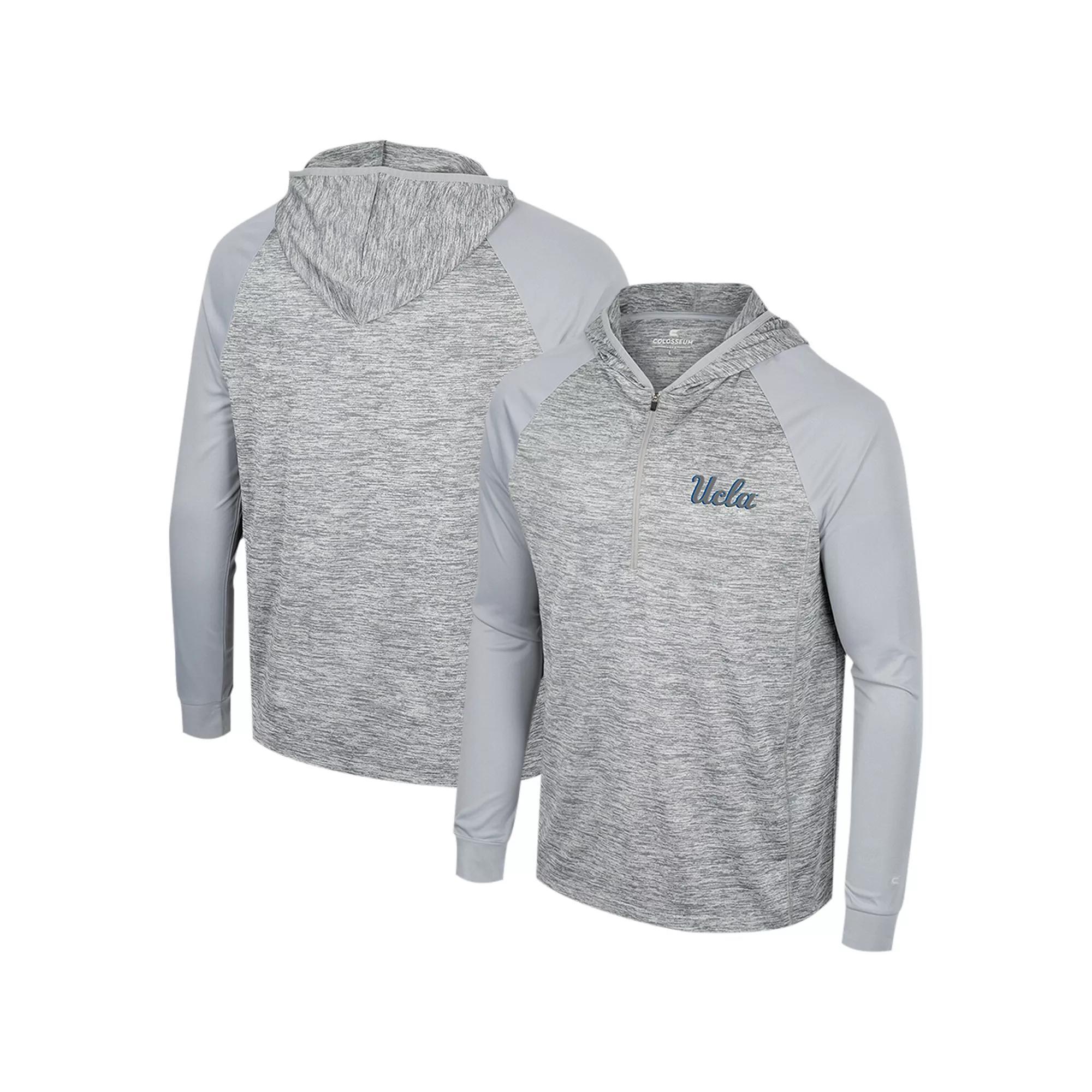 Men's Colosseum Gray UCLA Bruins Cybernetic Raglan Quarter-Zip Hooded Top,  Product Image