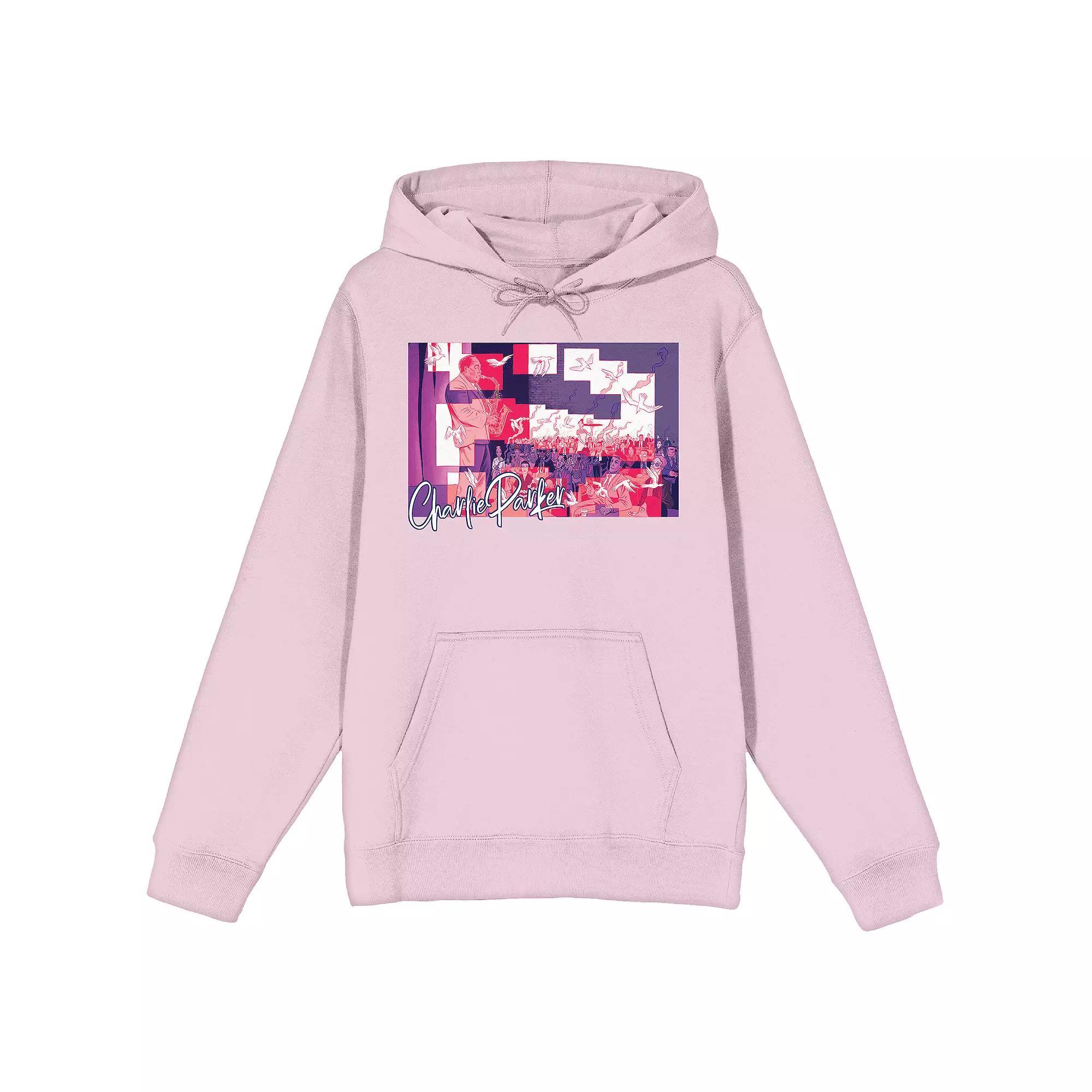 Men's Charlie Parker Bird Saxophone Graphic Hoodie, Size: Large, Pink Product Image