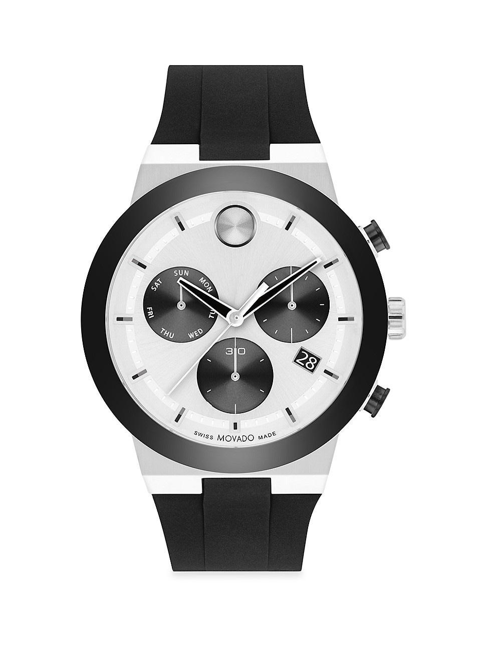 Movado Bold Mens Fusion Quartz Chronograph Black Silicone Strap Watch Product Image