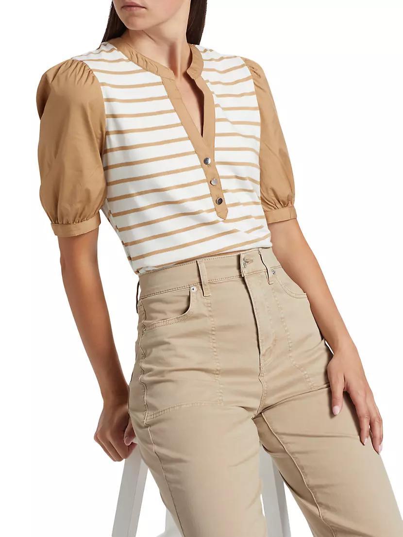 Kellie Striped Puff-Sleeve Top Product Image