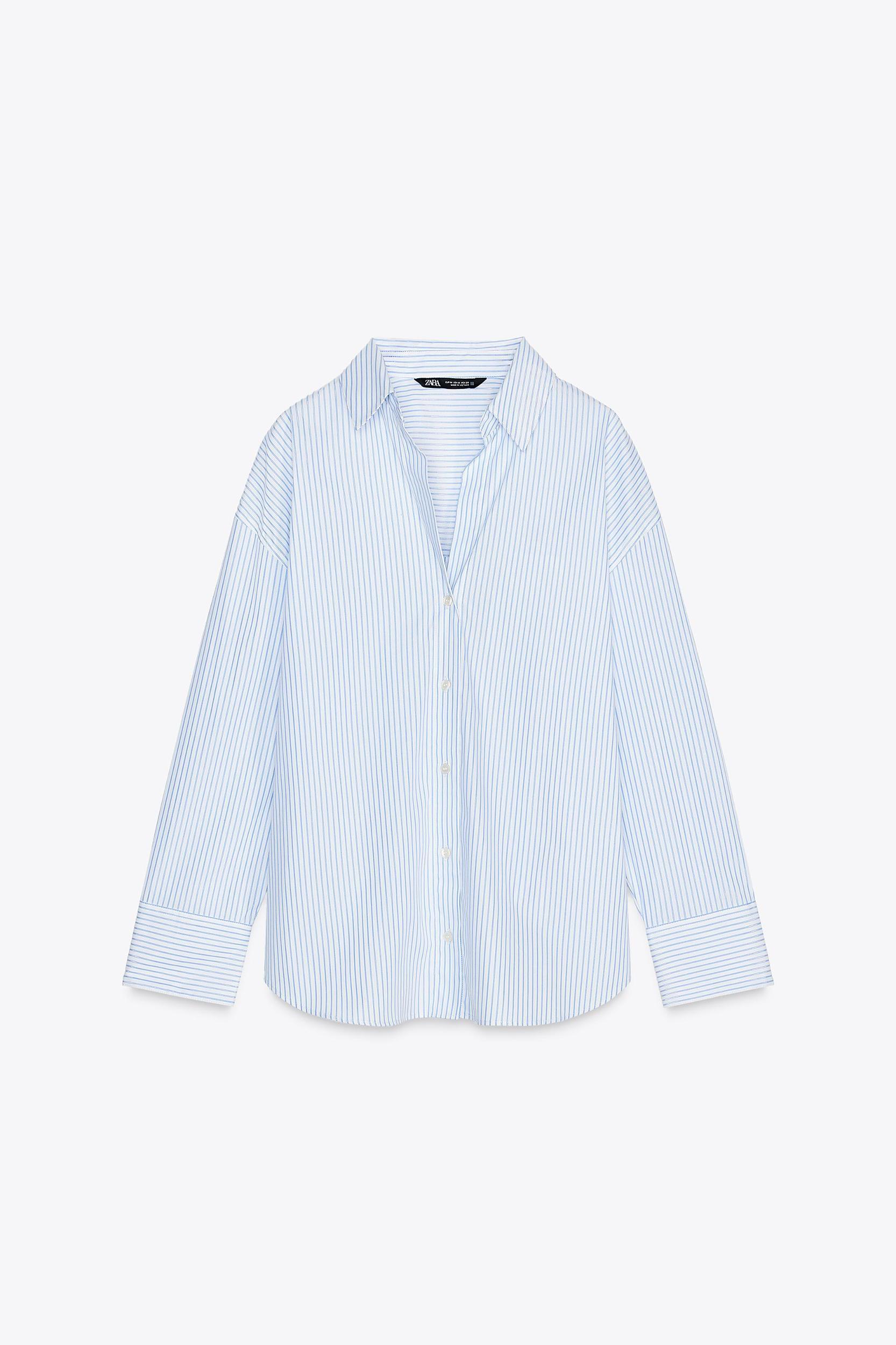 METALLIC THREAD STRIPED POPLIN SHIRT Product Image