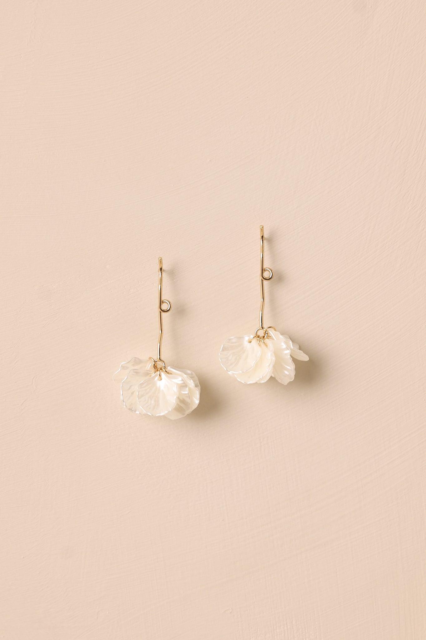 Floral Dreams Ivory Pearlescent Petal Drop Earrings Product Image