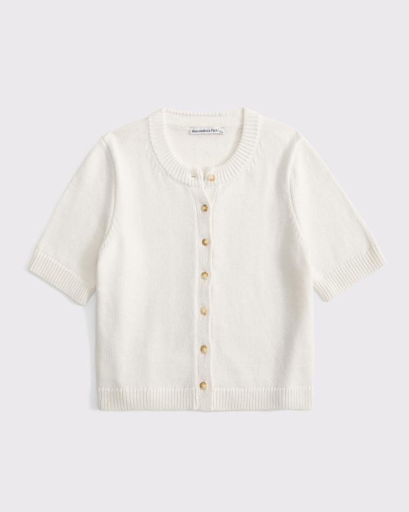 Short-Sleeve Crew Cardigan Product Image