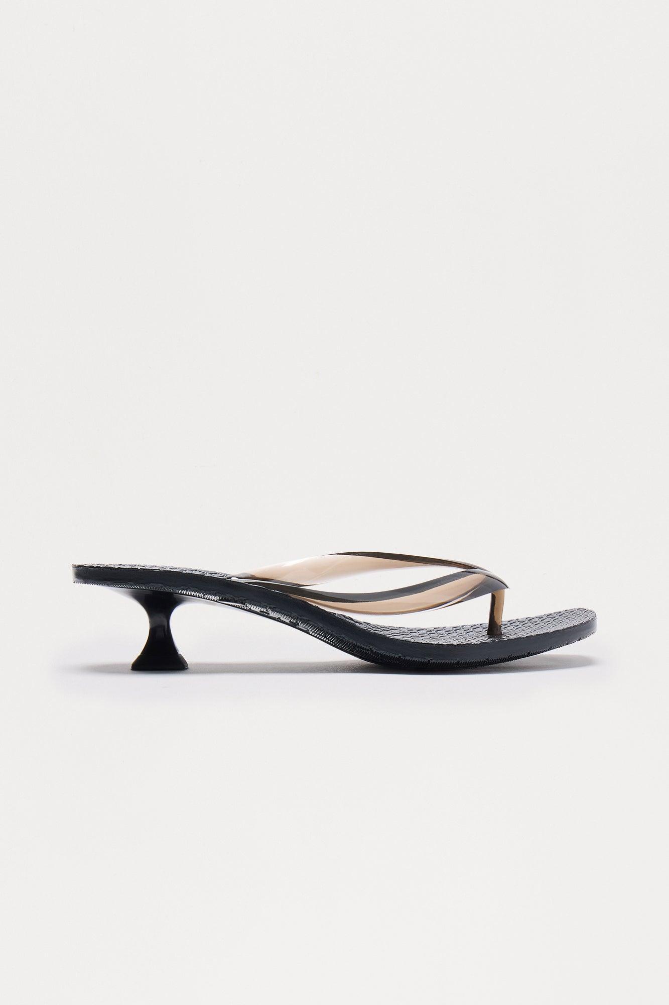 Mimosa Thong Kitten Heels - Black Female Product Image