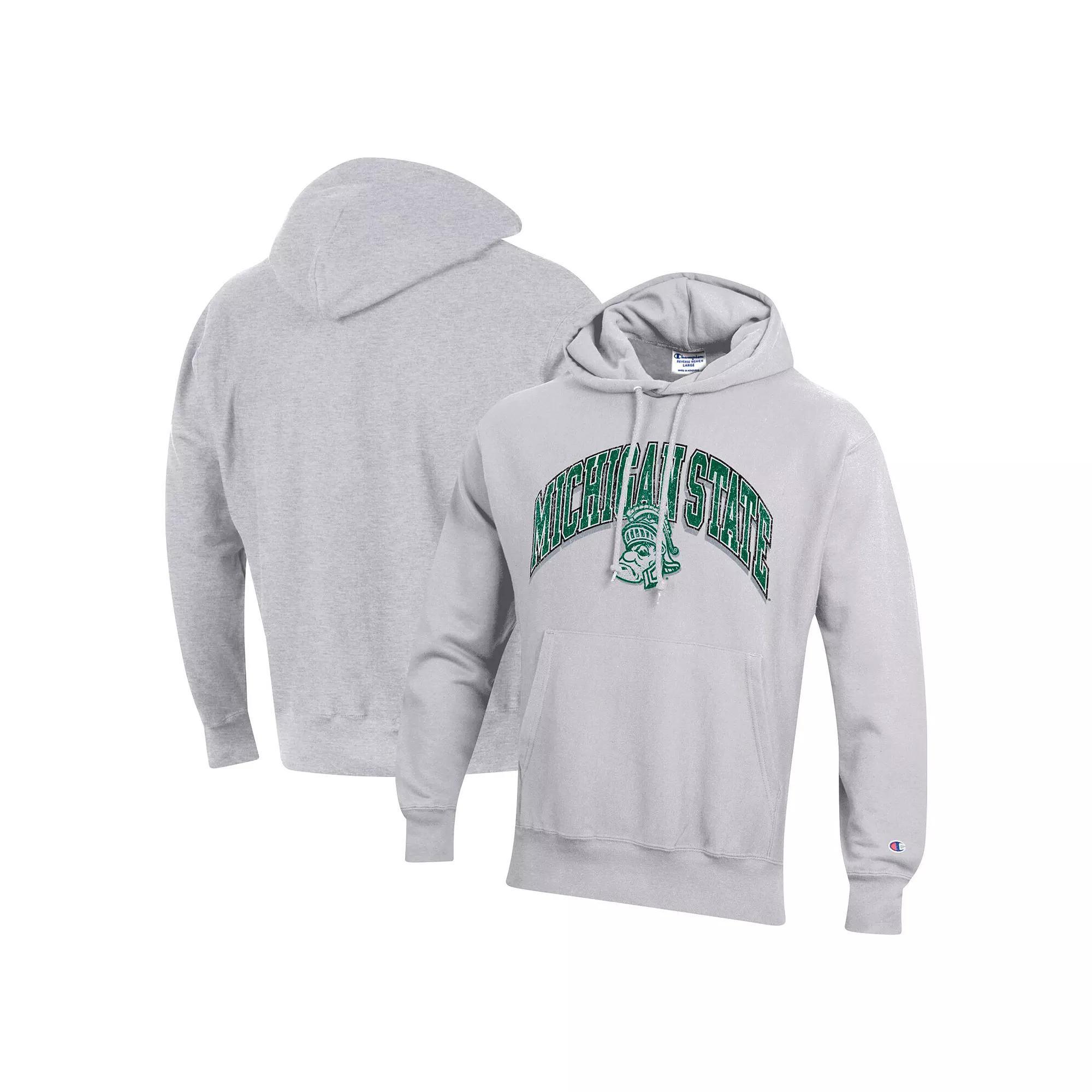 Men's Champion Gray Michigan State Spartans Vault Late Night Reverse Weave Pullover Hoodie, Size: 2XL, Grey Product Image