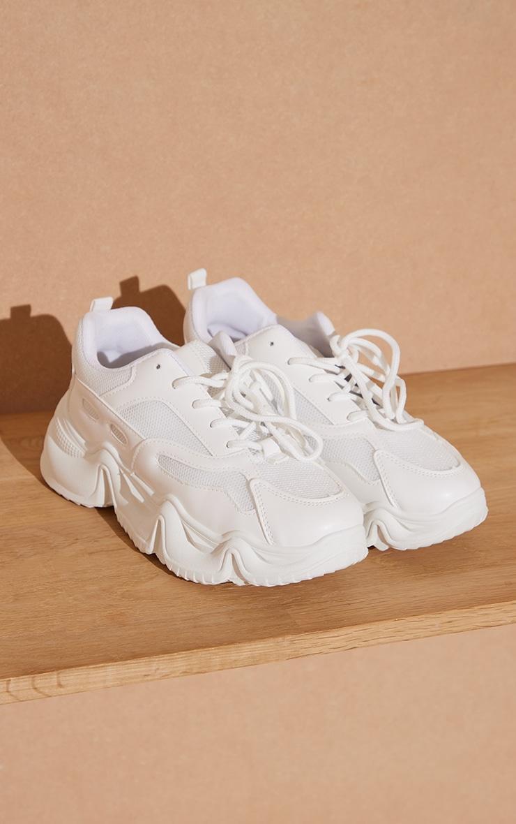 White Wave Sole Chunky Sneakers Product Image