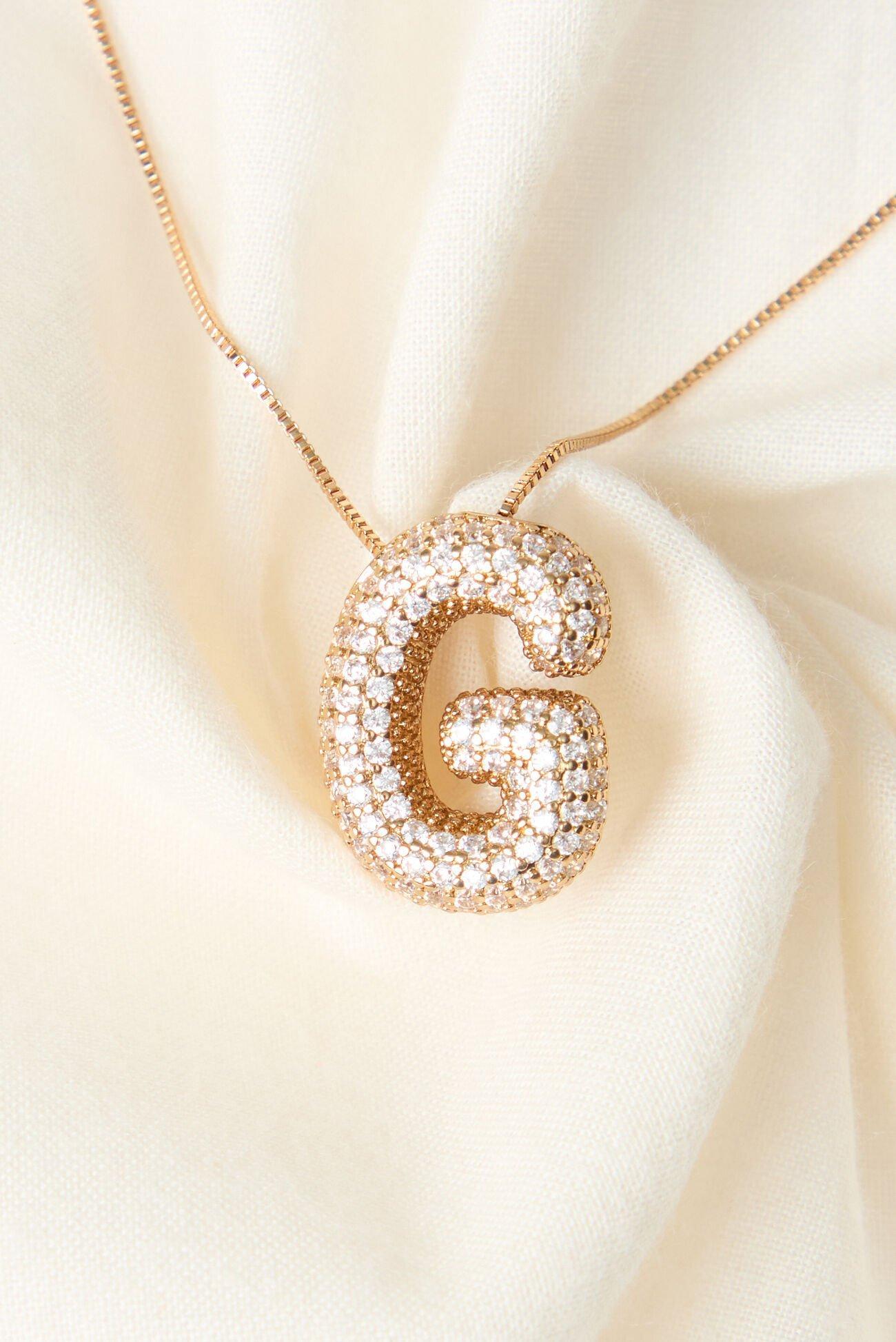 18K Gold Monogram Charm Necklace - G Product Image