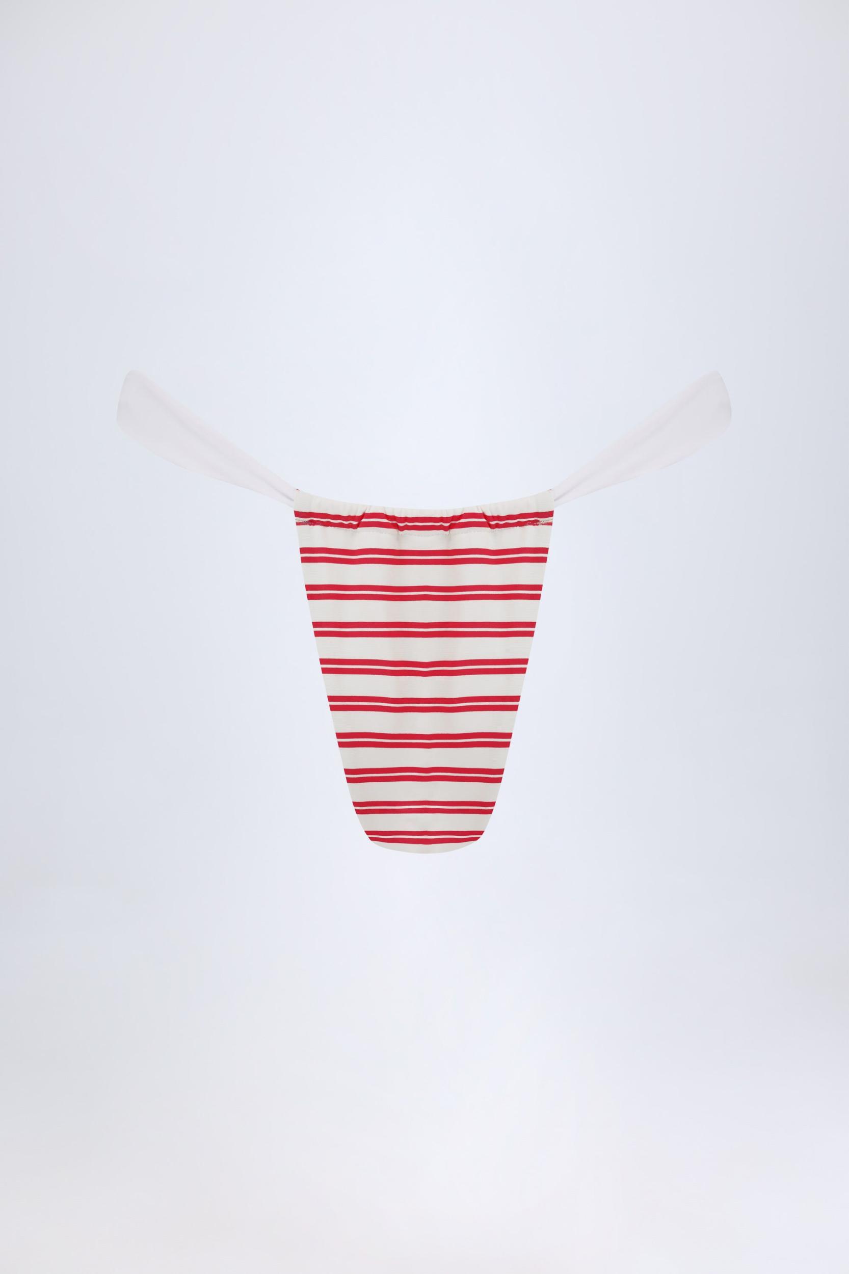 Ruched Cheeky Bikini Bottoms in Cherry Red Product Image