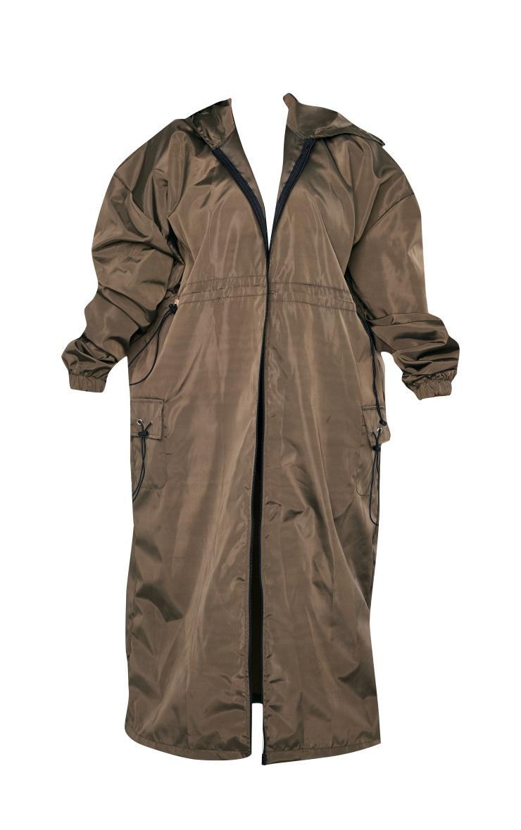 Plus Khaki Toggle Detail Midi Windbreaker Product Image