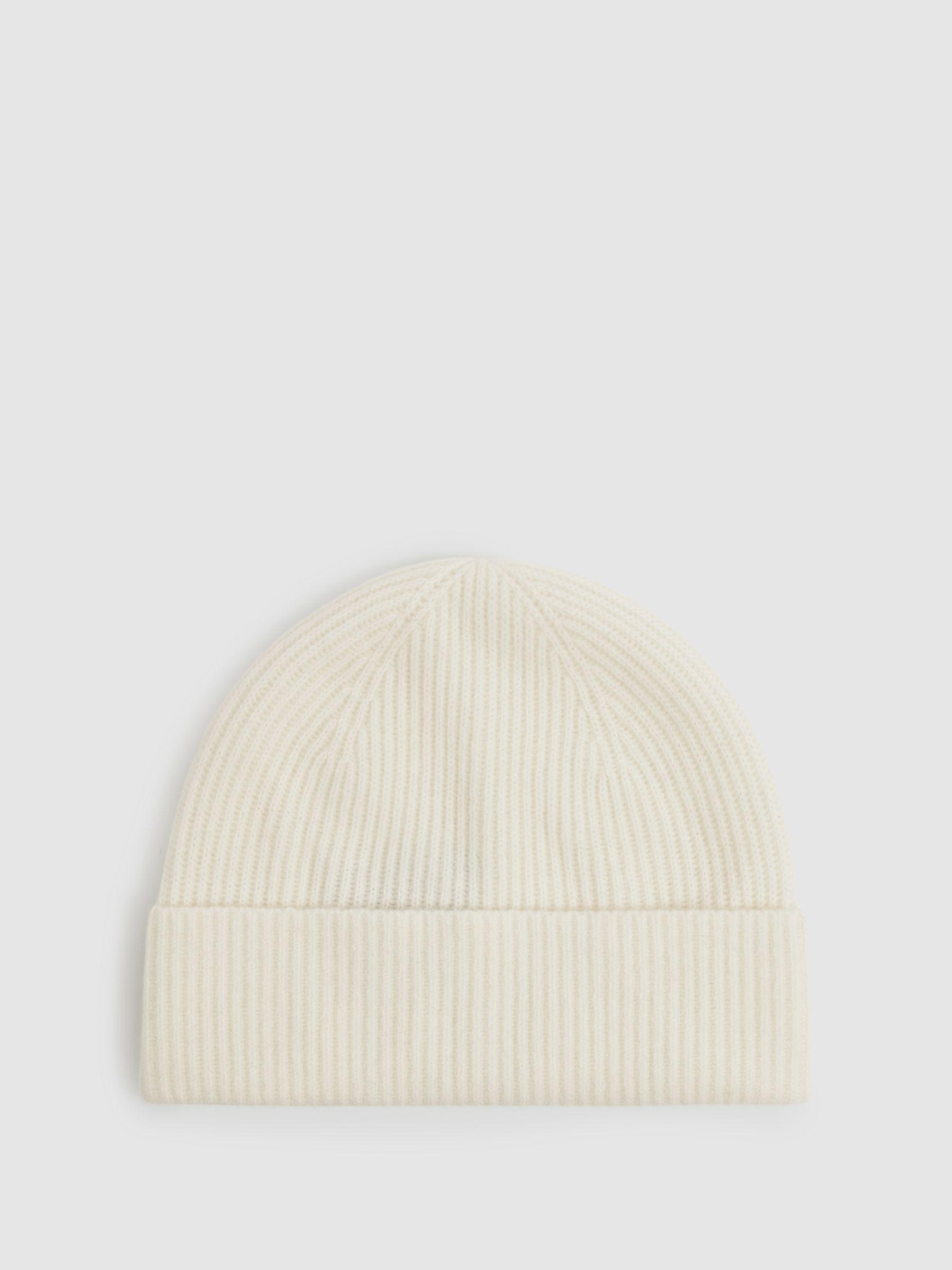 Merino Wool Ribbed Scarf And Beanie Set in Off White Product Image
