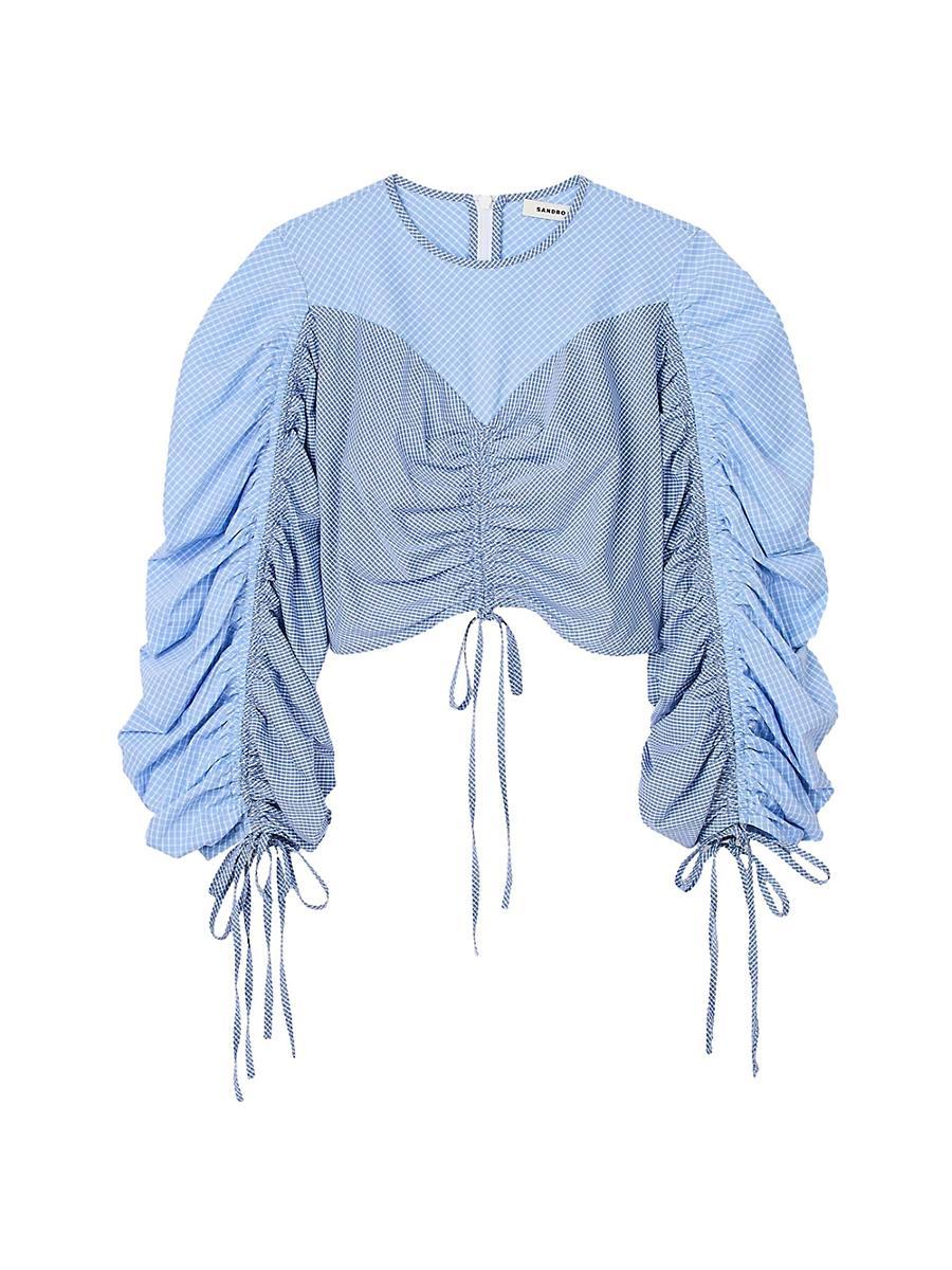 Womens Patterned Top with Drawstrings Product Image