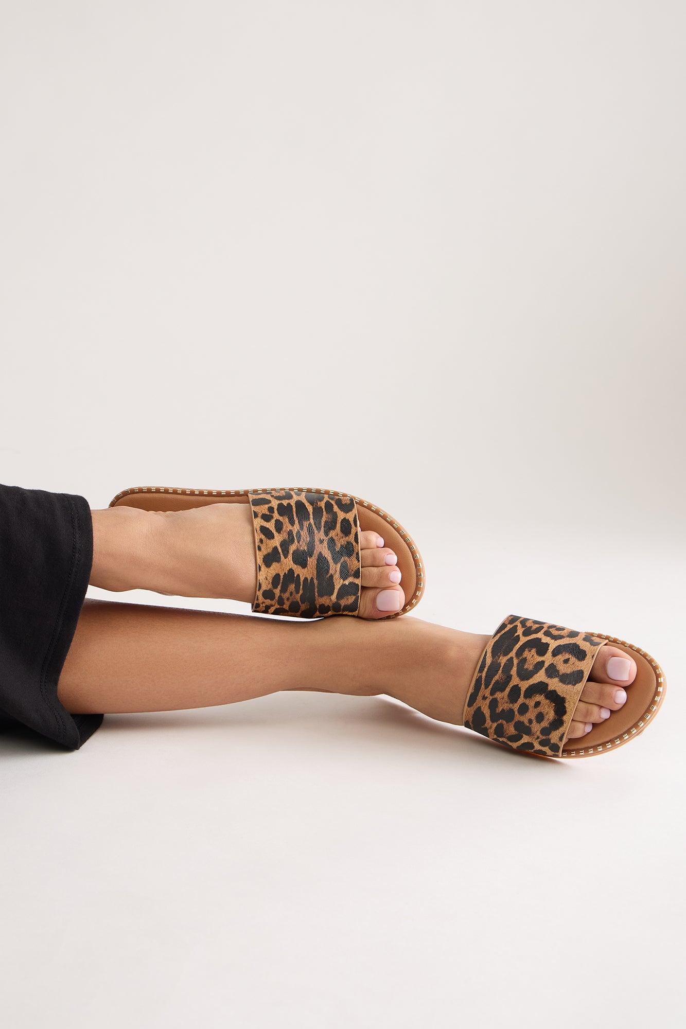 Summer Sun Flat Sandals - Leopard Product Image