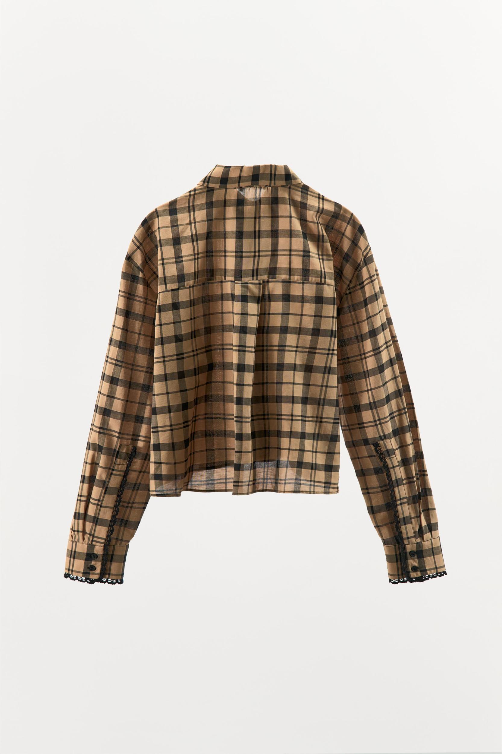 CHECKED CROPPED PAJAMA SHIRT Product Image
