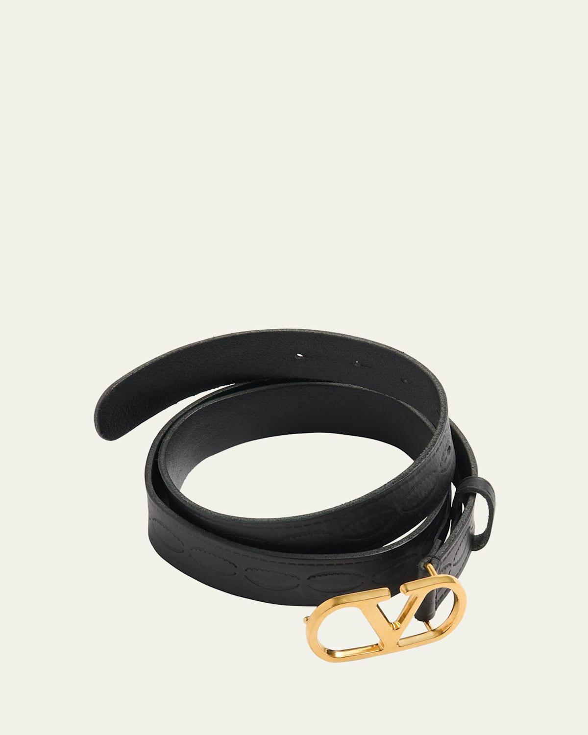 Men's Leather V Logo Buckle Belt Product Image