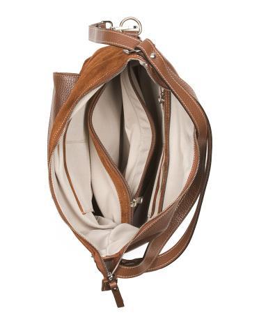 Suede And Leather Convertible Hobo Bag for Women | Leather/Suede Product Image