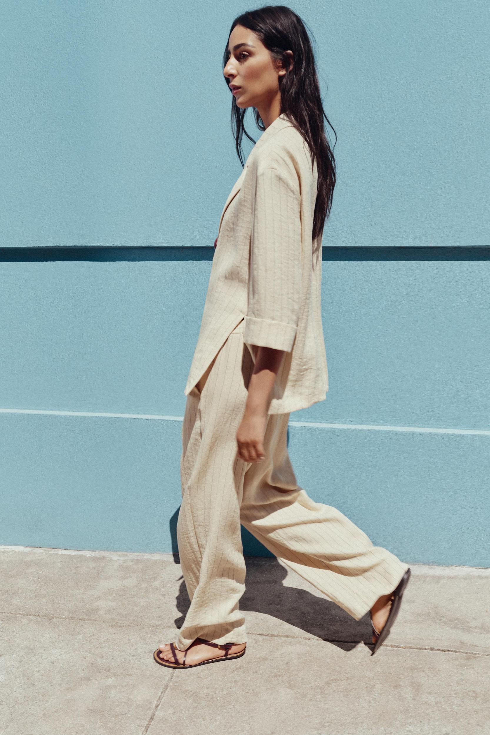 STRIPED DOUBLE BREASTED BLAZER Product Image