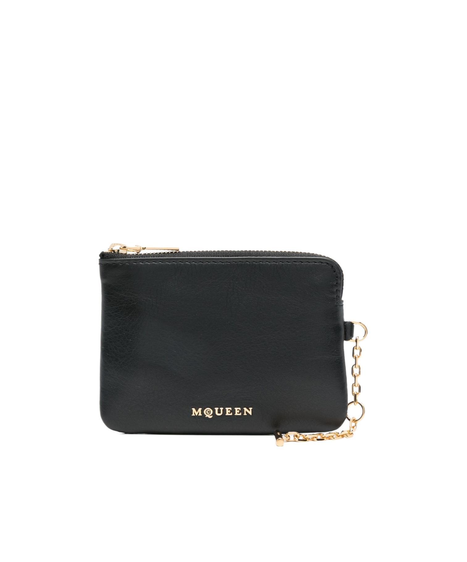 ALEXANDER MCQUEEN Logo Zipper Clutch In Black Product Image