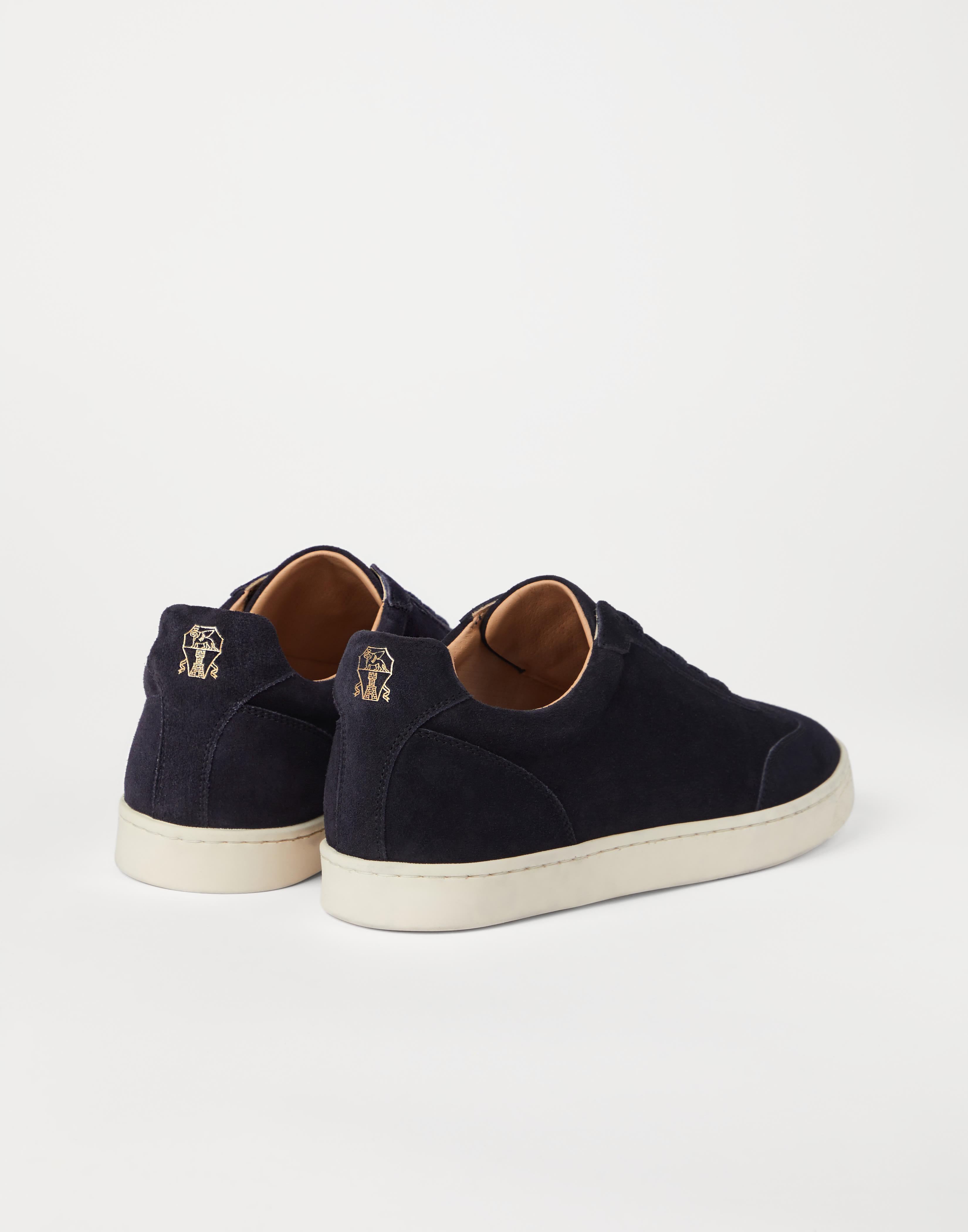 BRUNELLO CUCINELLI Logo-print Leather Sneakers In Black Product Image