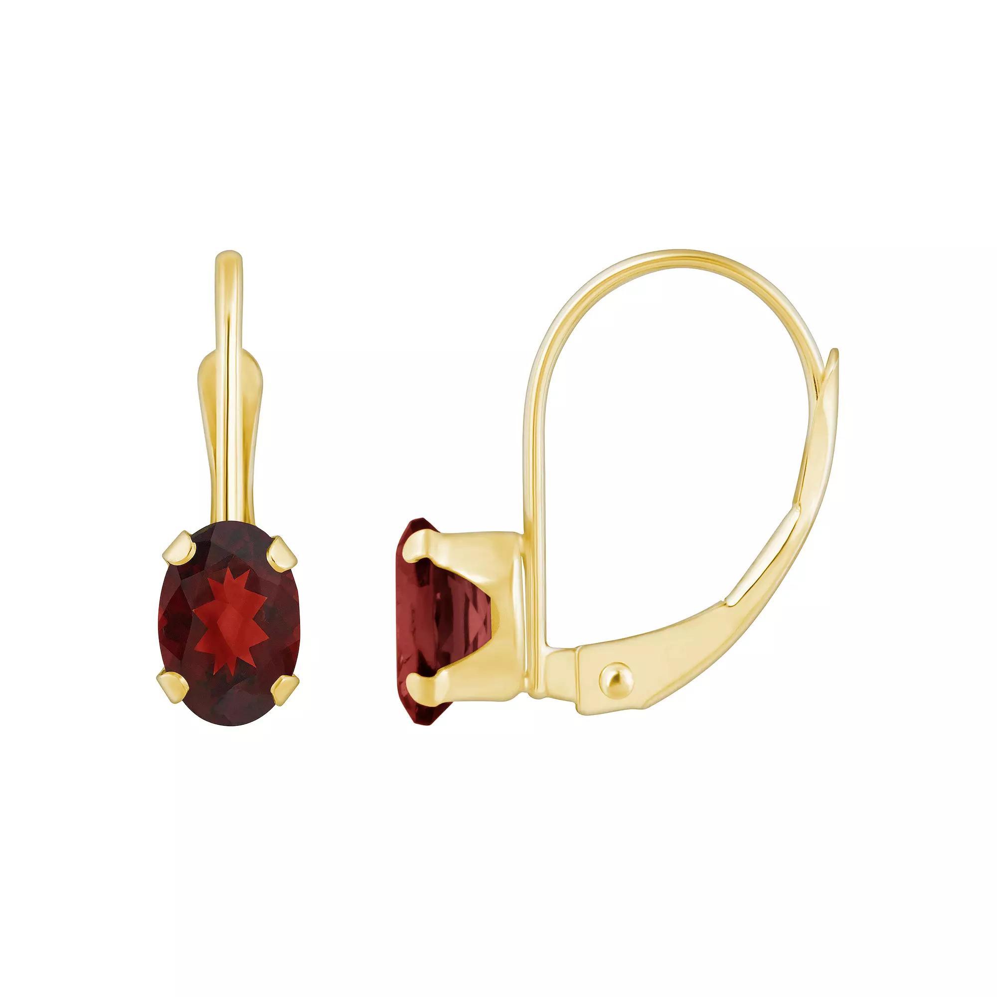 Celebration Gems 10k Gold Oval Lab-Created Ruby Leverback Earrings, Women's, 10k Whgold Product Image