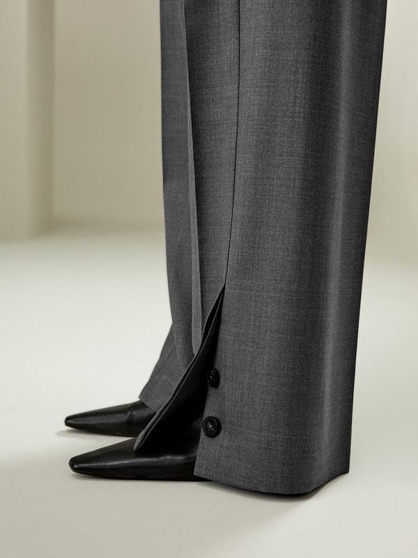 Wool Silk Blend Straight Pants Product Image