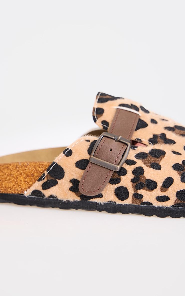 Leopard Print Faux Pony Hair Round Toe Buckle Mule Clog Product Image