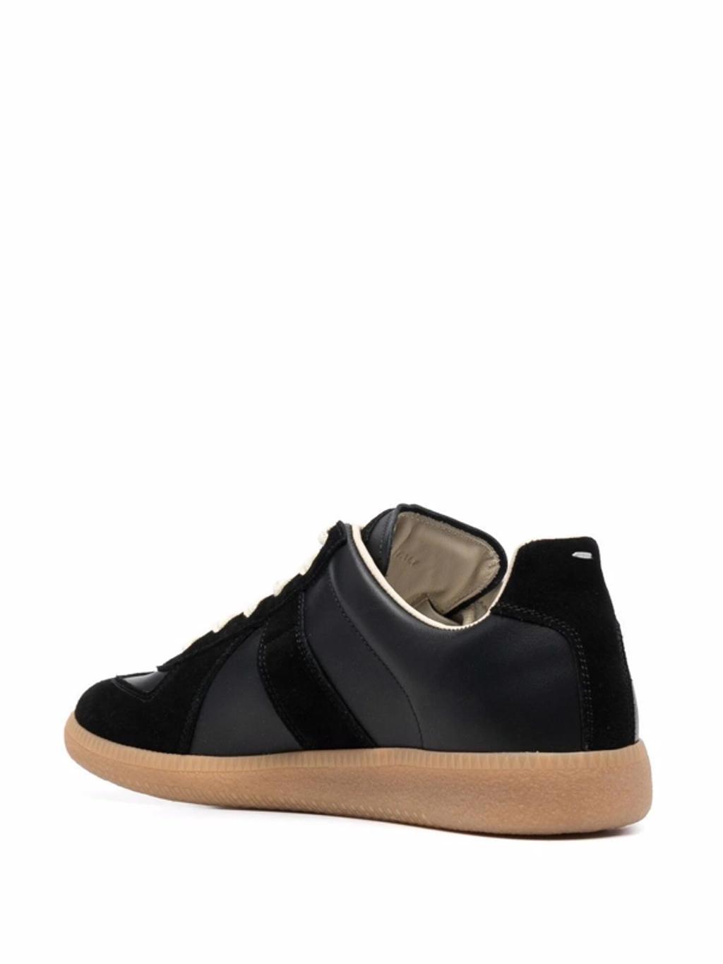 Replica Leather And Suede Sneakers In Black Product Image