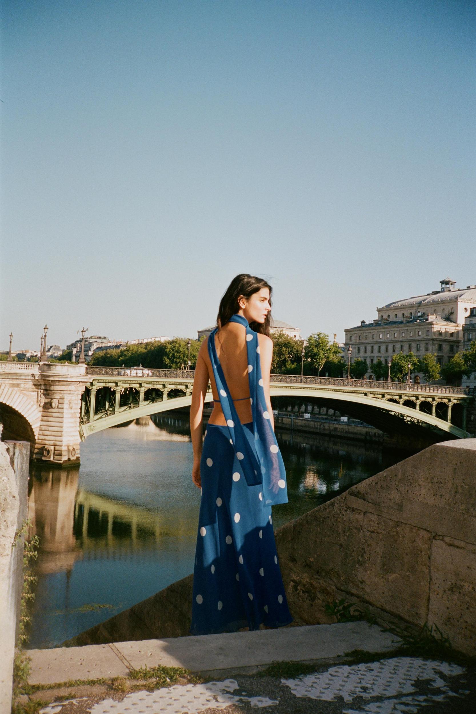 PRINTED POLKA DOT MIDI DRESS Product Image