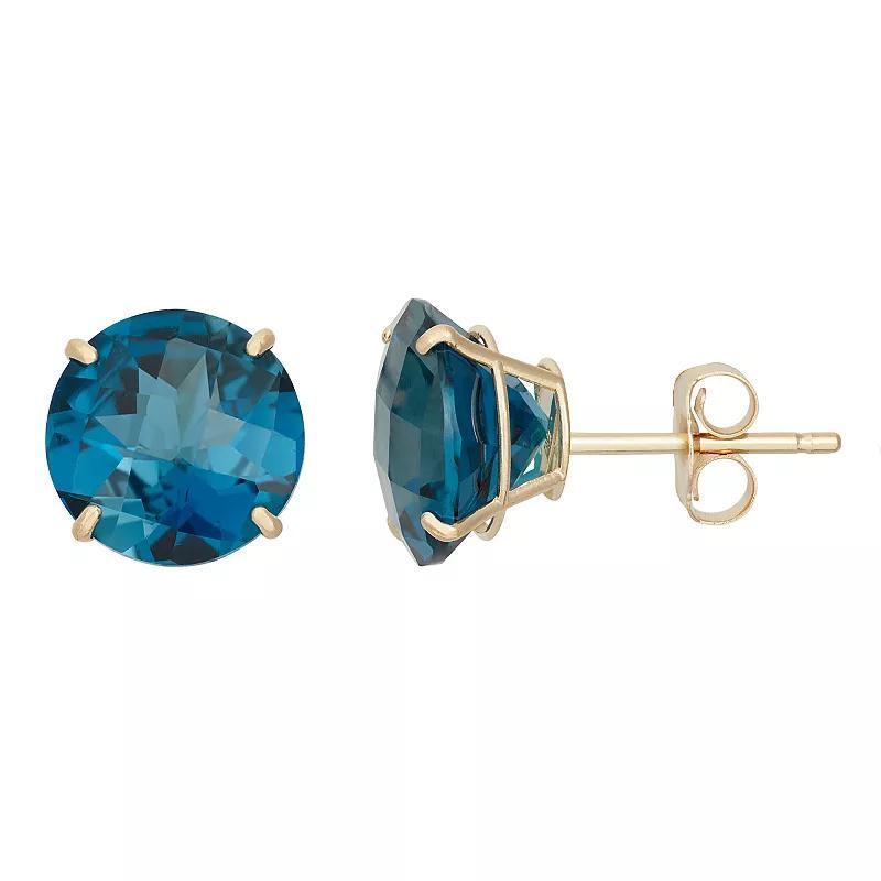 Designs by Gioelli London Blue Topaz 10k Gold Stud Earrings, Womens Product Image