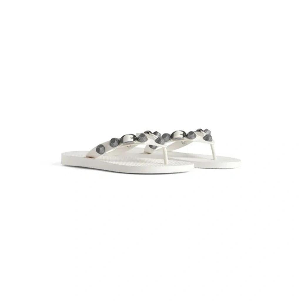 BALENCIAGA Cagole Studded Flip Flop Sandals In White Product Image