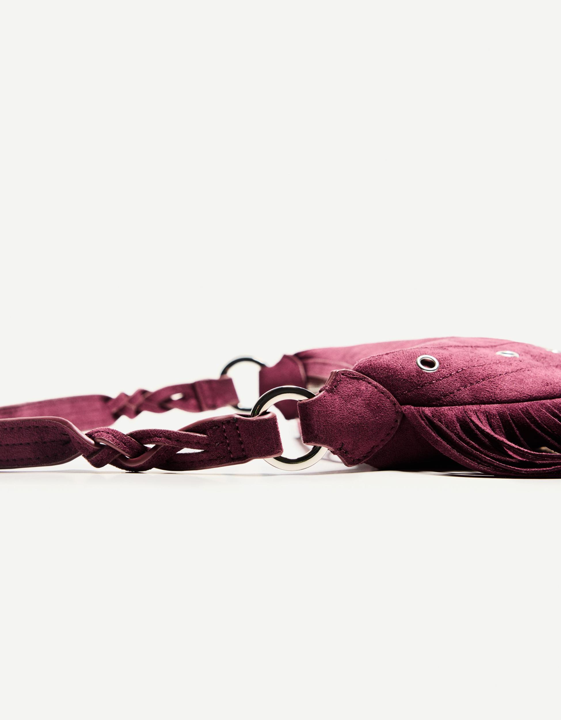 Faux suede bag with fringing Product Image