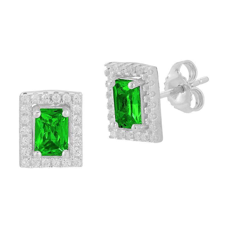 Sunkissed Sterling Cubic Zirconia Cluster Stud Earrings, Womens, Green Product Image