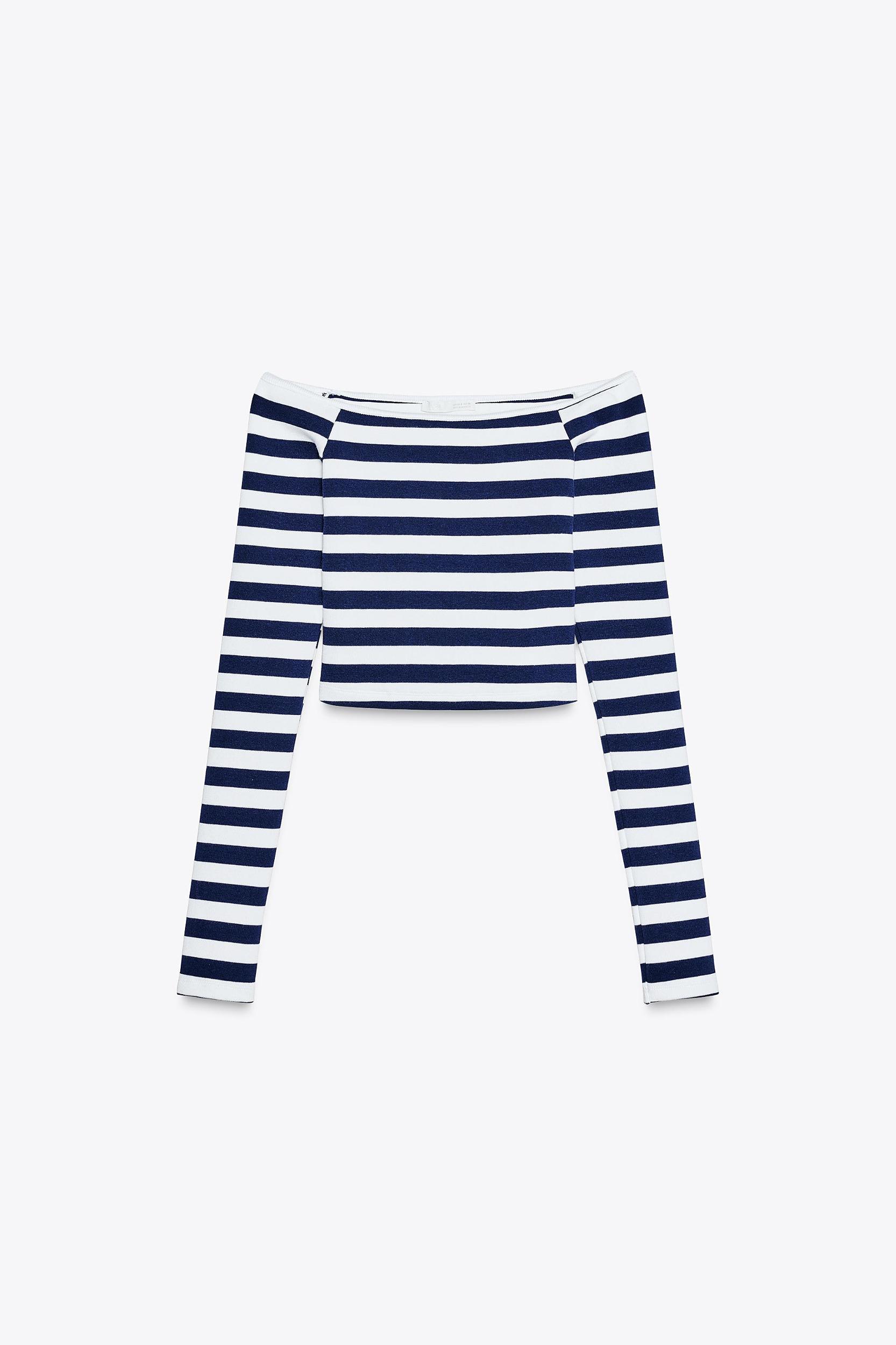 STRIPED COLD SHOULDER TOP Product Image