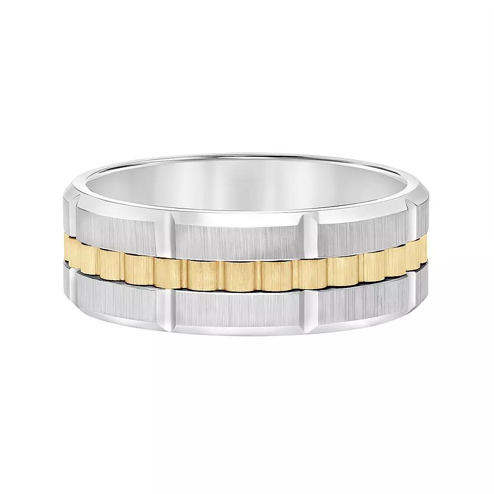 Men's Two-Tone Tungsten Textured Comfort Fit Band Ring, Size: 9 Product Image