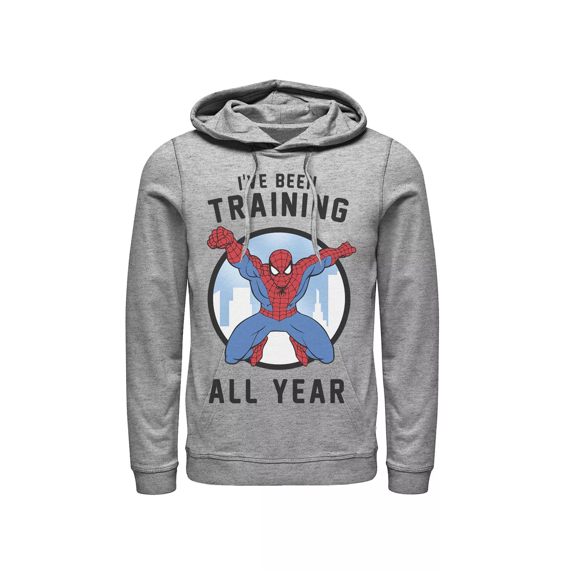 Men's Marvel Spider-Man I've Been Training All Year Hoodie, Size: Large, Athletic Grey Product Image