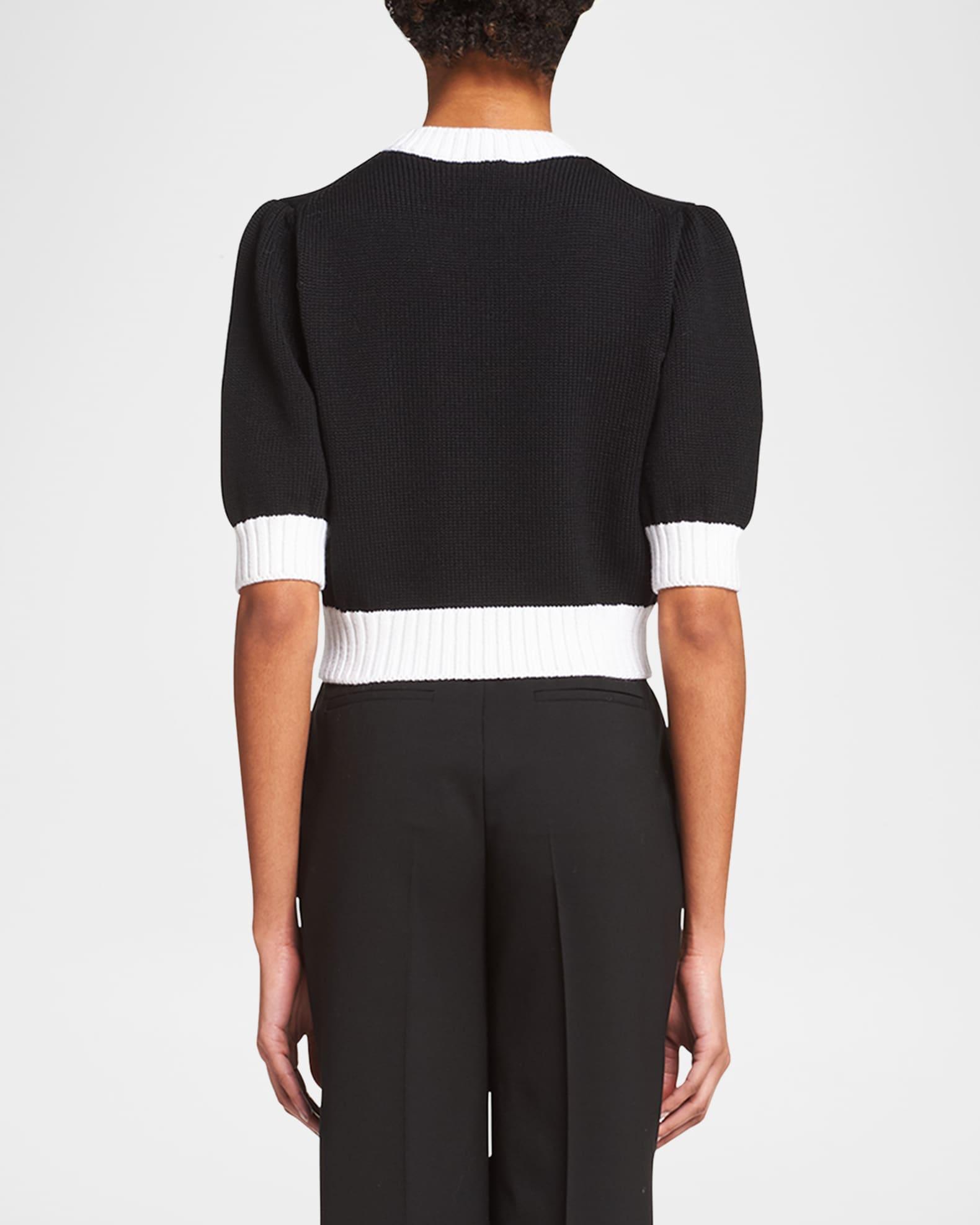 Bicolor Cropped Knit Sweater Product Image