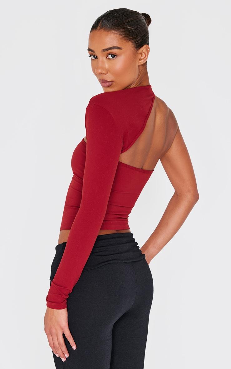 Burgundy Snatched Sculpt Arm Detail Top Product Image