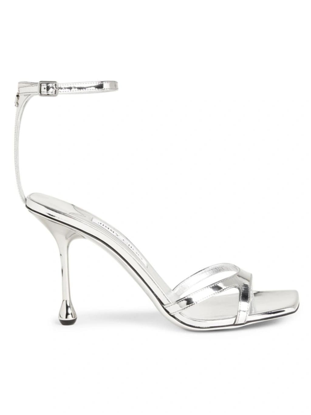 Ixia Metallic Ankle-strap Sandals In Silver Product Image