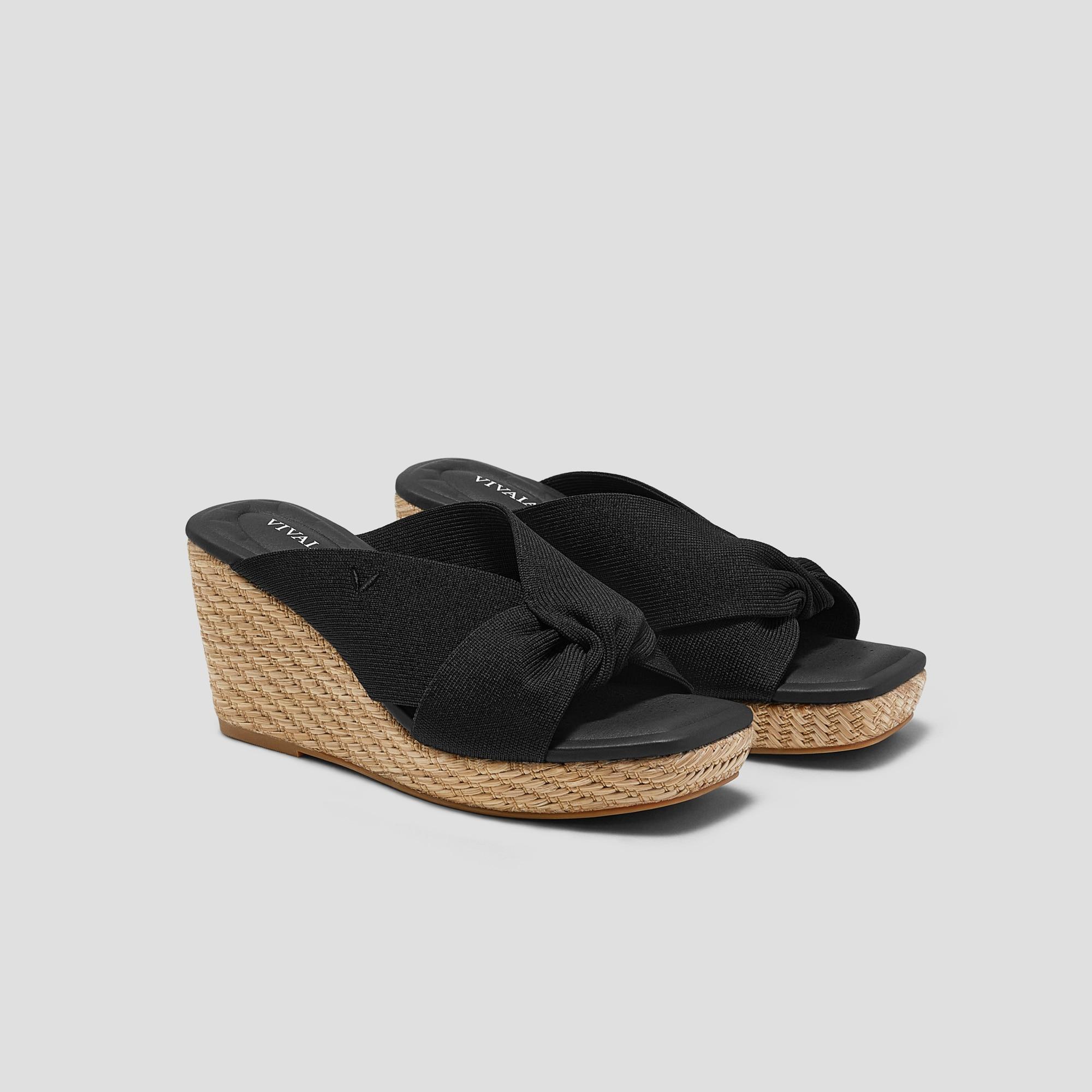 Square-Toe Wedge Sandals (Laura) Product Image