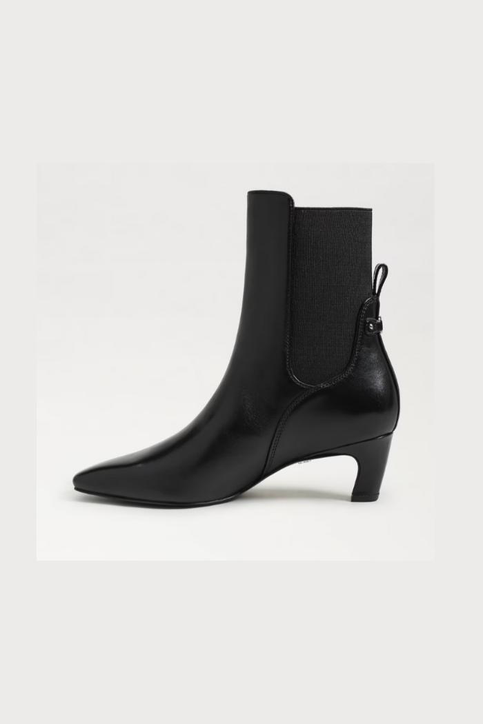 Margo Kitten Heel Bootie - Black Gloss Leather Product Image