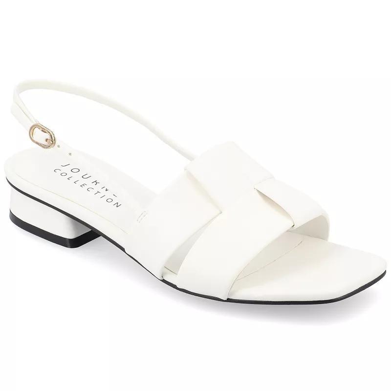 Journee Tabatha Women's Tru Comfort Foam Low Covered Block Heel Sandals, Size: 9, White Product Image