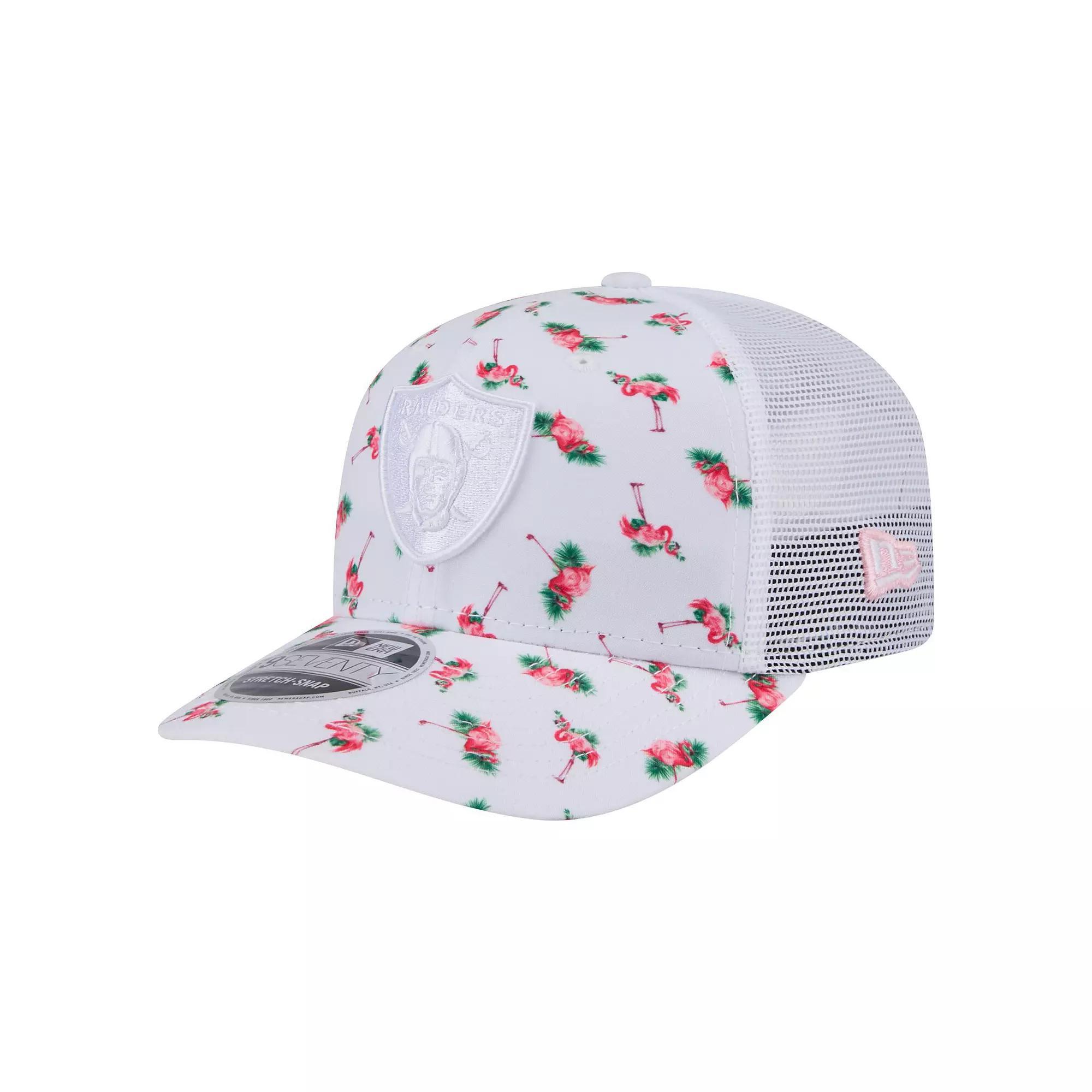 Men's New Era White Las Vegas Raiders Adventure Flamingo Pattern 9SEVENTY Stretch-Snap Hat, Lvr White Product Image