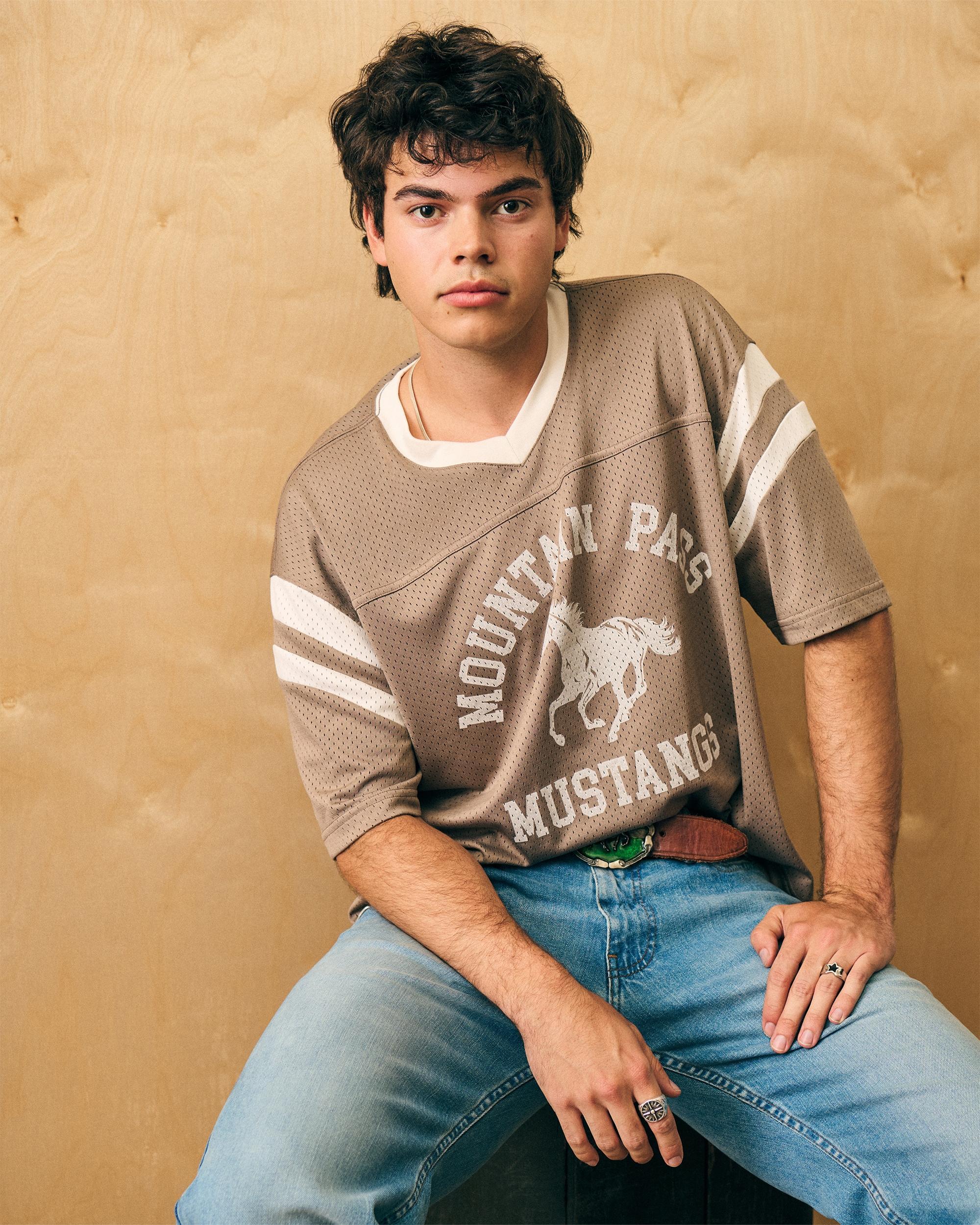 Boxy Crop Mountain Pass Mustangs Graphic Jersey Product Image