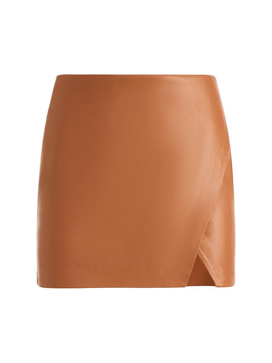 Womens Siobhan Vegan Leather Wrap Miniskirt Product Image