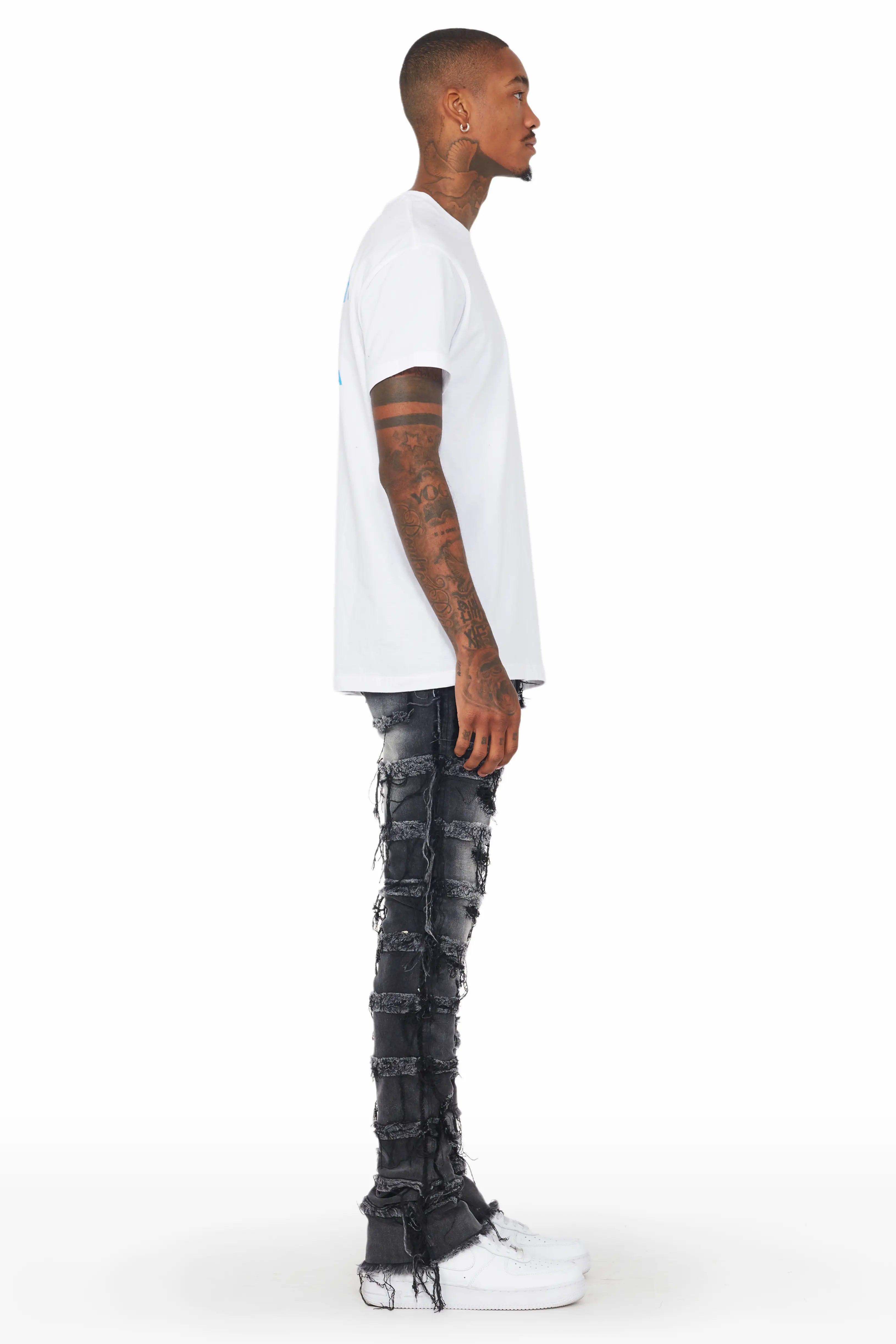 Josie Black Stacked Flare Jean Male Product Image