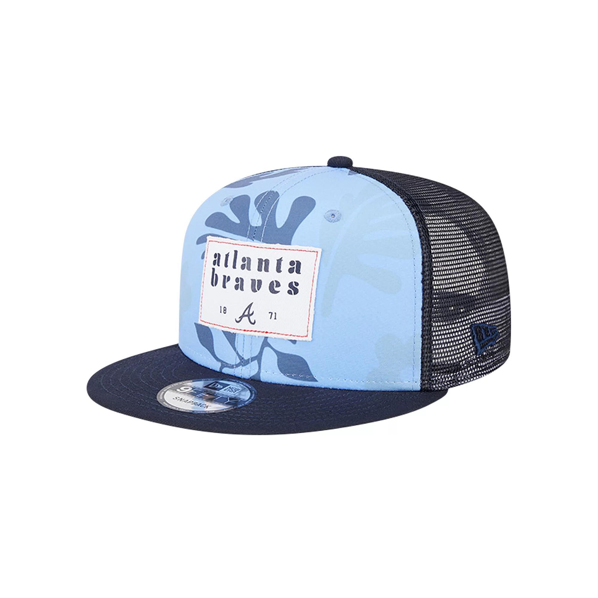 Men's New Era Navy Atlanta Braves Bikini Bottom Trucker 9FIFTY Snapback Hat, Blue Product Image