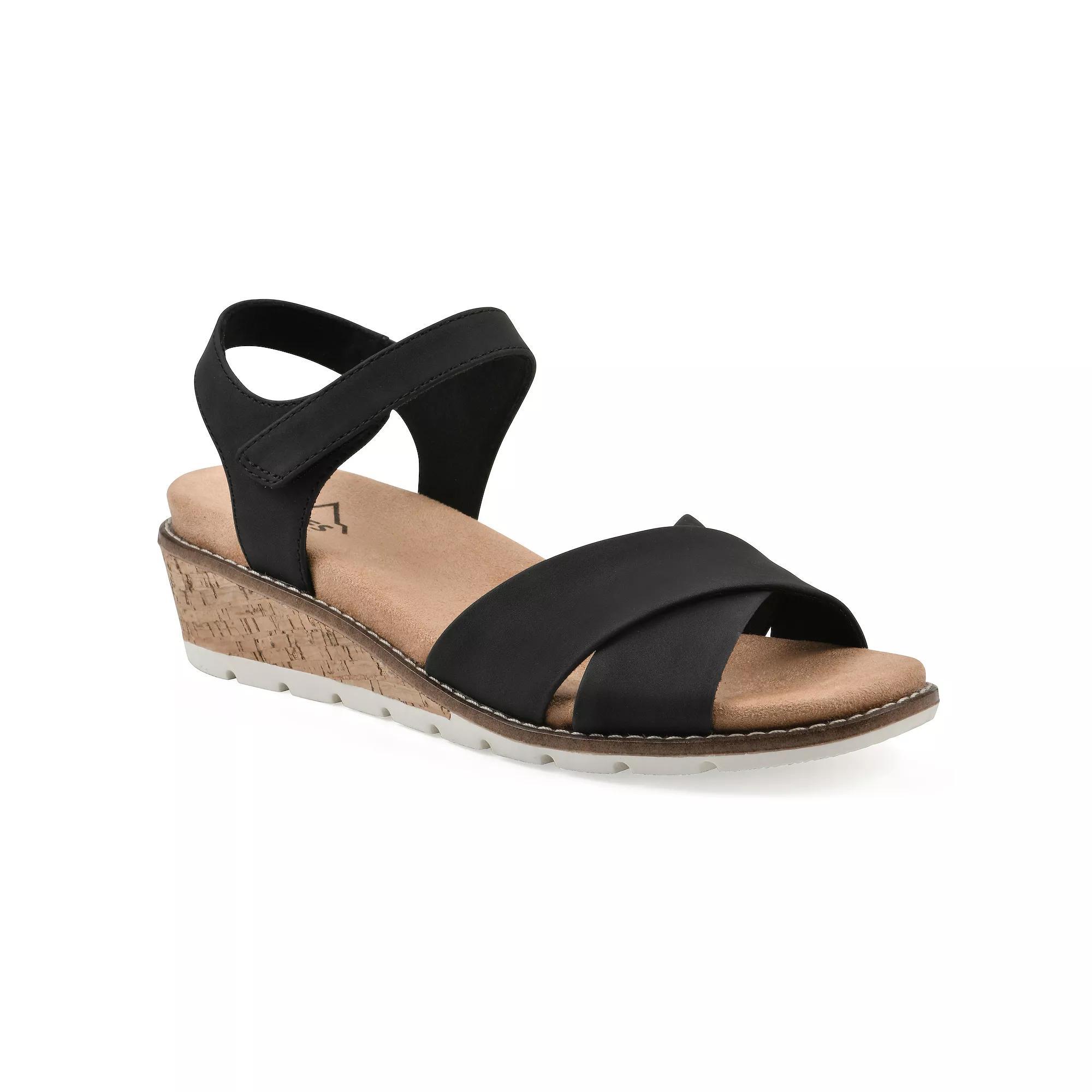 Cliffs by White Mountain Tinna Women's Wedge Sandals, Size: 11, Black Nubuck Product Image