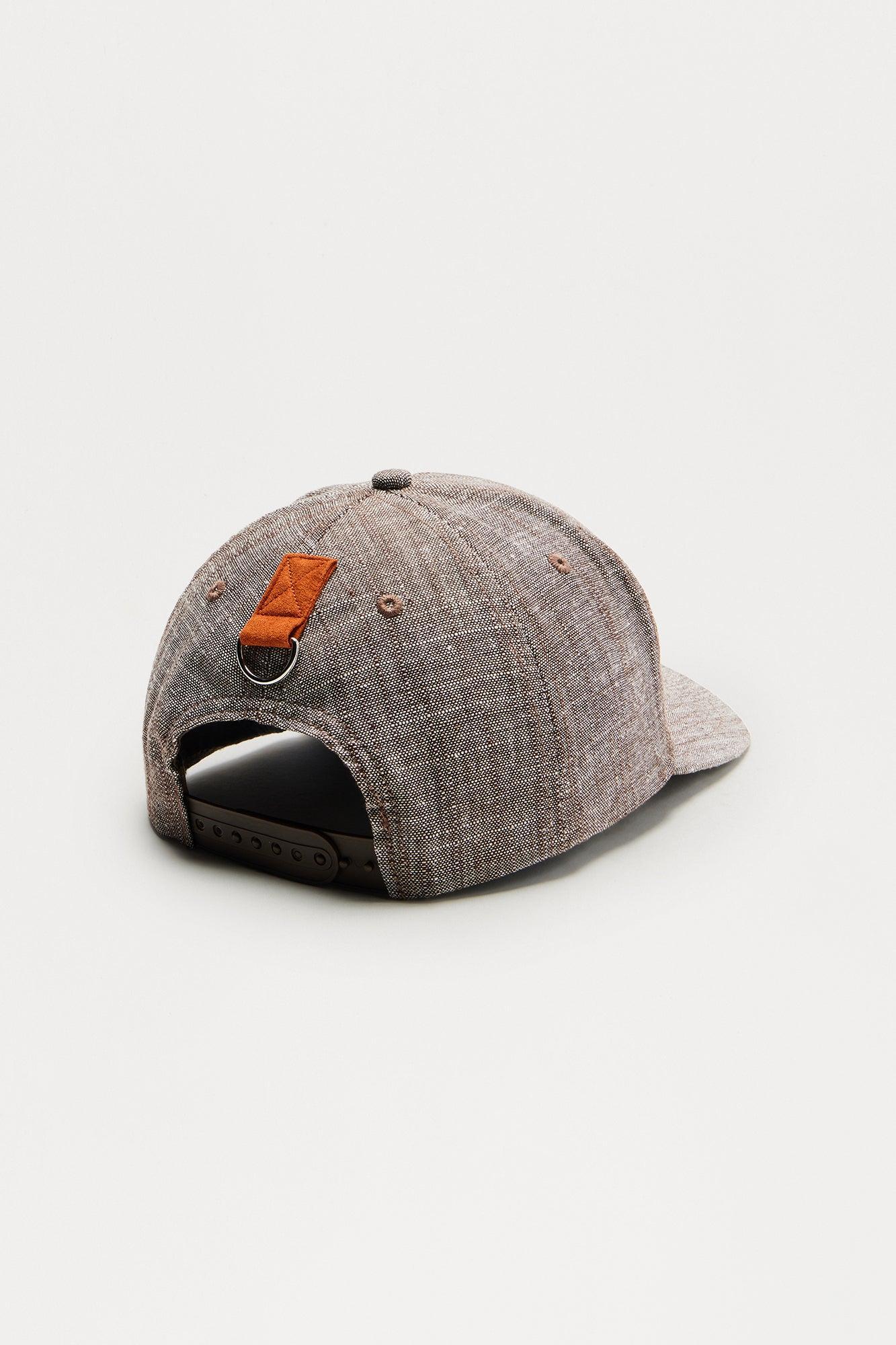 Textured Linen Snapback Hat - Brown Product Image