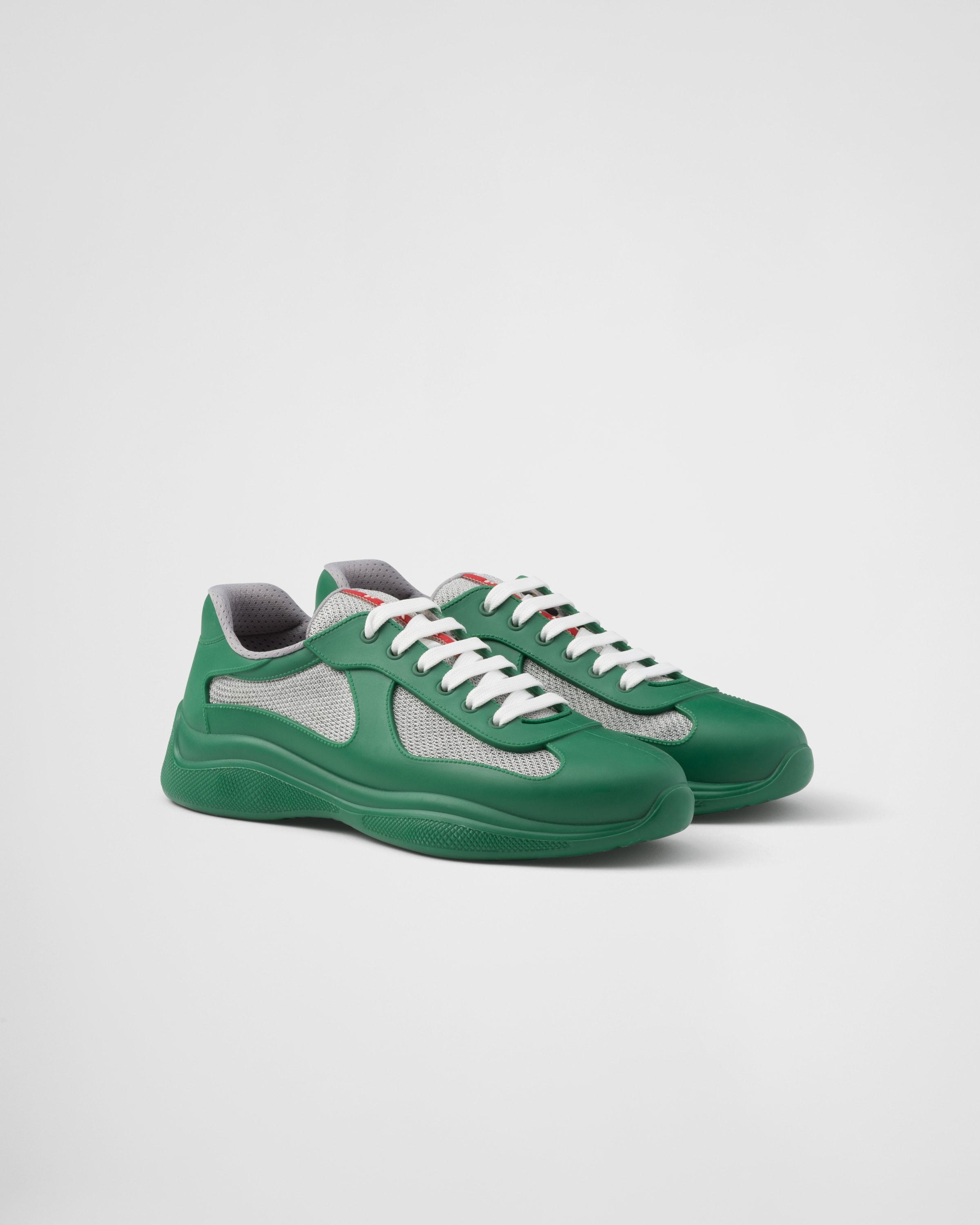 PRADA Men's America's Cup Soft Rubber And Bike Fabric Sneakers In Mint Product Image